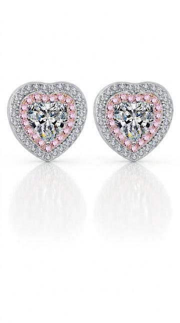 Moissanite Heart-Shaped Stud Earrings