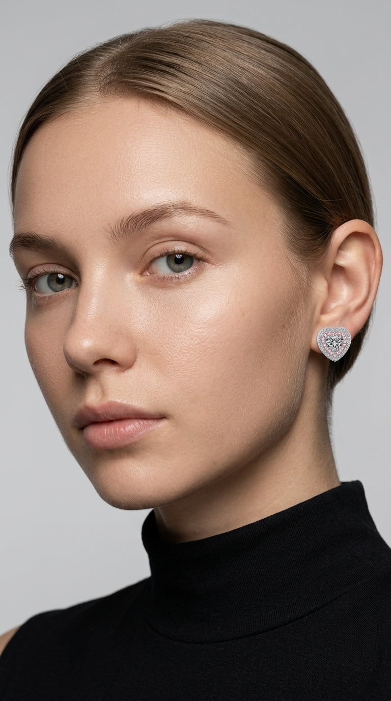 Moissanite Heart-Shaped Stud Earrings