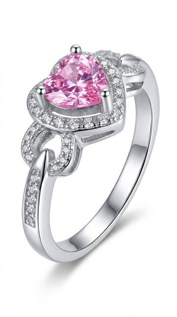 Fashionable White P  Heart Wedding Rings