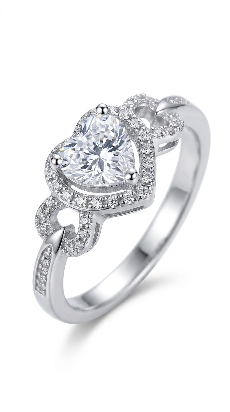 Fashionable White P  Heart Wedding Rings
