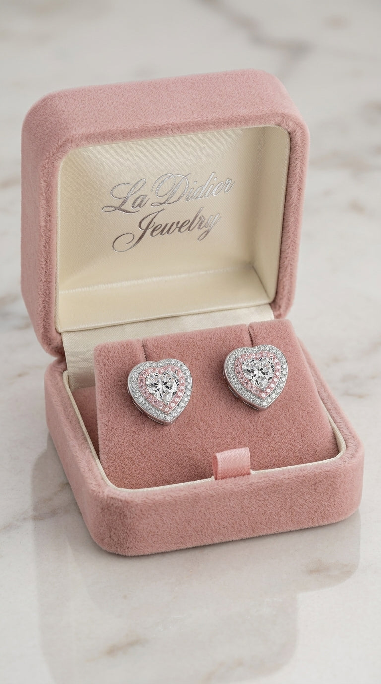 Moissanite Heart-Shaped Stud Earrings