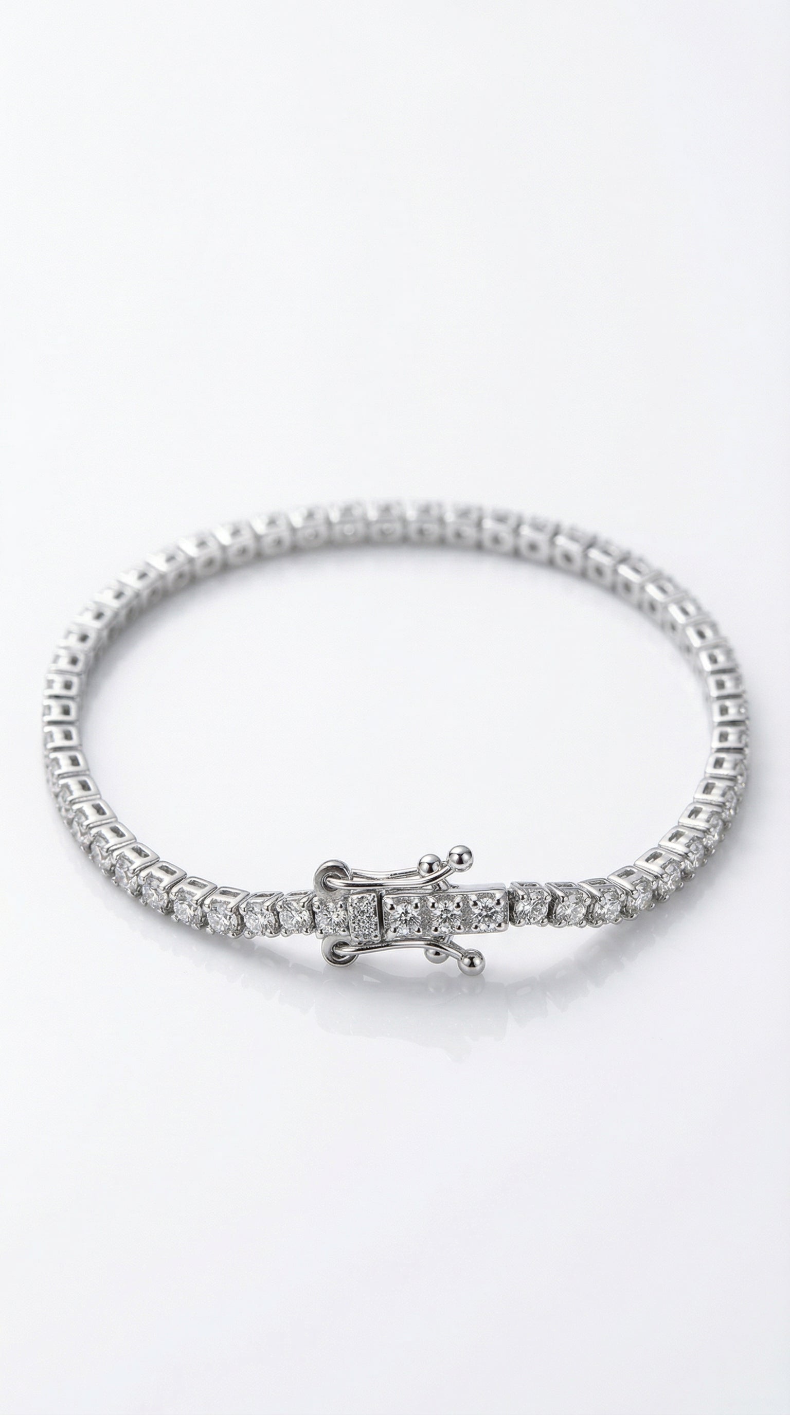 Rinntin S925 Sterling Silver Single Row Zircon Bracelet Platinum Diamond Fashion Jewelry Girls Diamond Bracelets