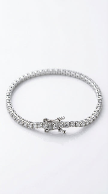 Rinntin S925 Sterling Silver Single Row Zircon Bracelet Platinum Diamond Fashion Jewelry Girls Diamond Bracelets