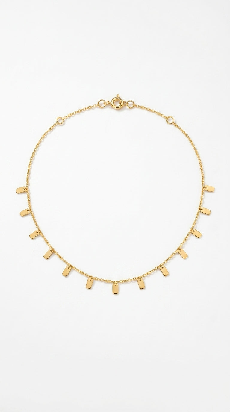 Peri'sBox Round Circle Small Charm Gold Necklaces Waterdrop Rectangle Titanium Steel Choker Necklaces for Women Dainty Necklace