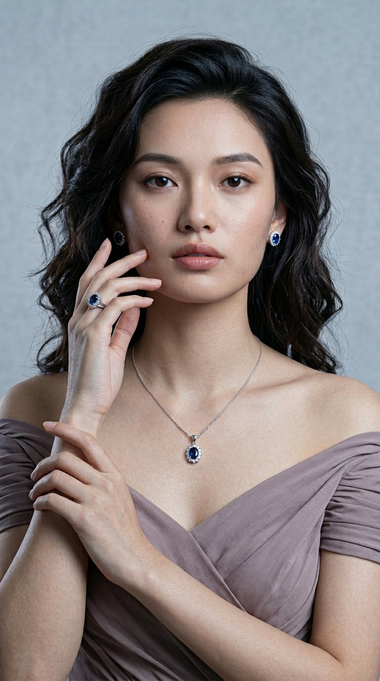 Silver 925 Women Bridal Jewelry Sets Blue Zirconia Costume