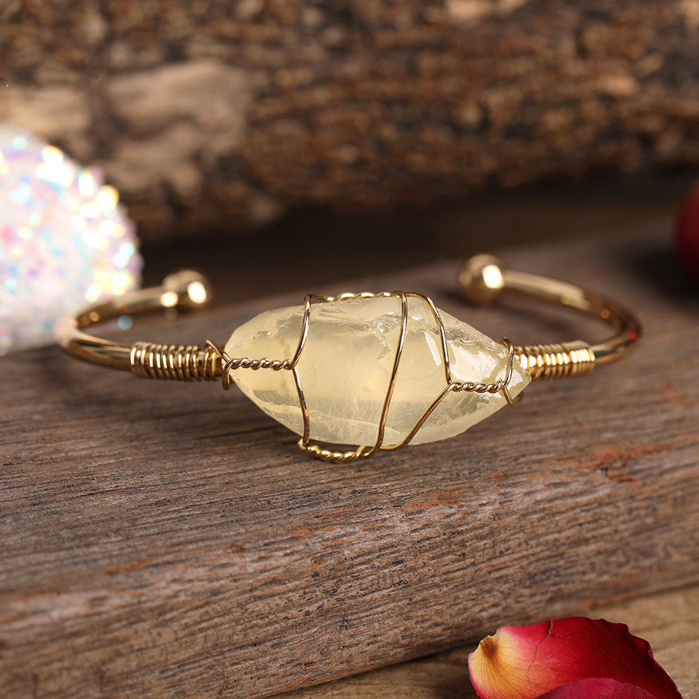Fashion Gold Copper Wire Wrap Cuff Bangle