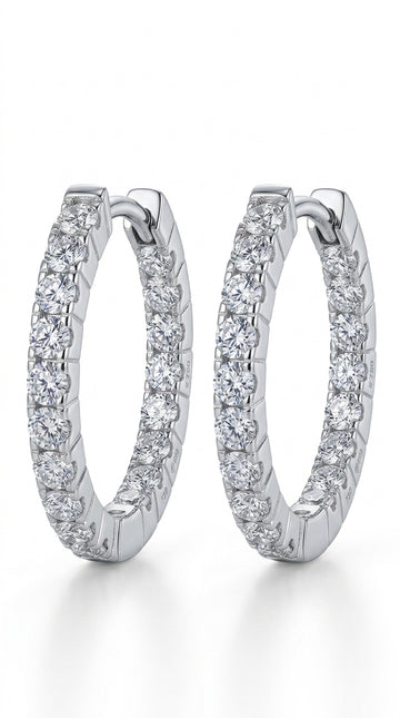 Moissanite 925 Sterling Silver Huggie Earrings