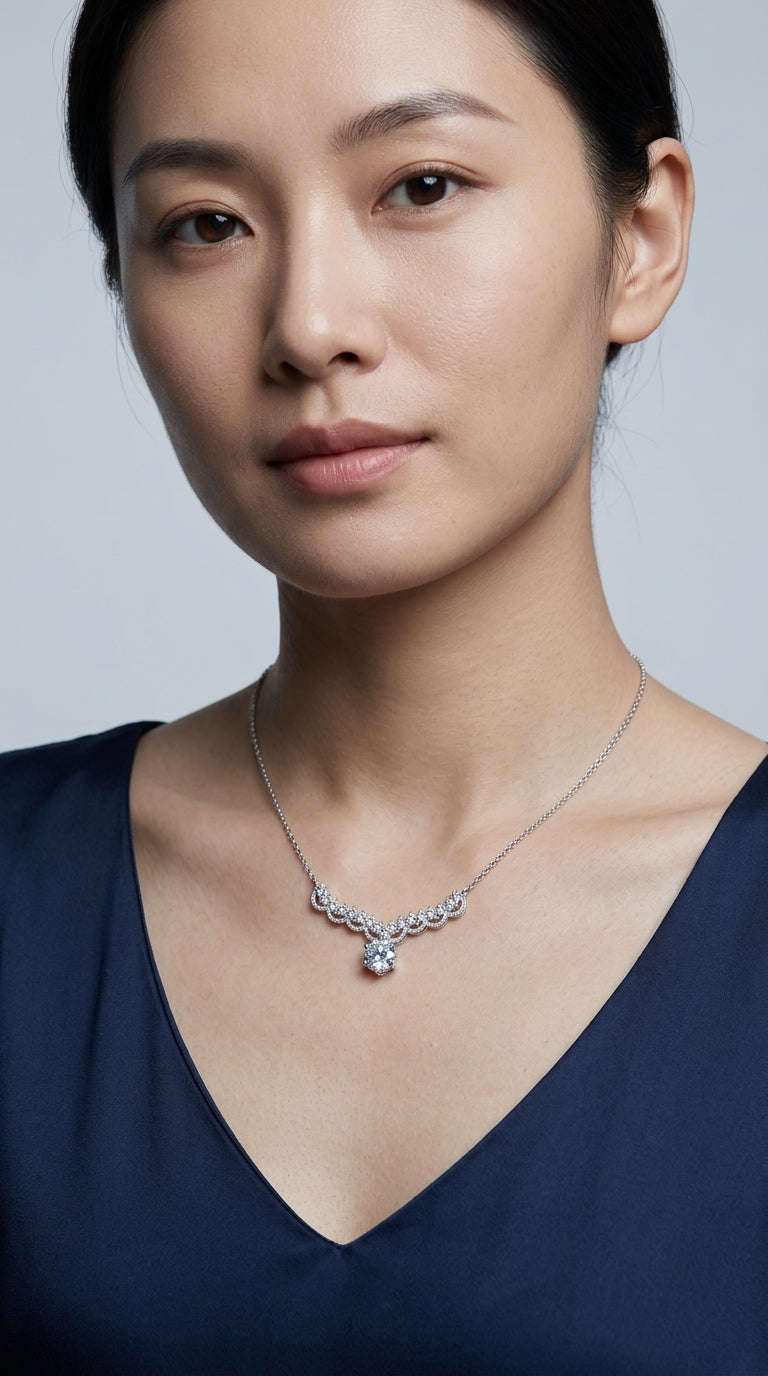 Moissanite 925 Sterling Silver Necklace LaDidier Jewelry