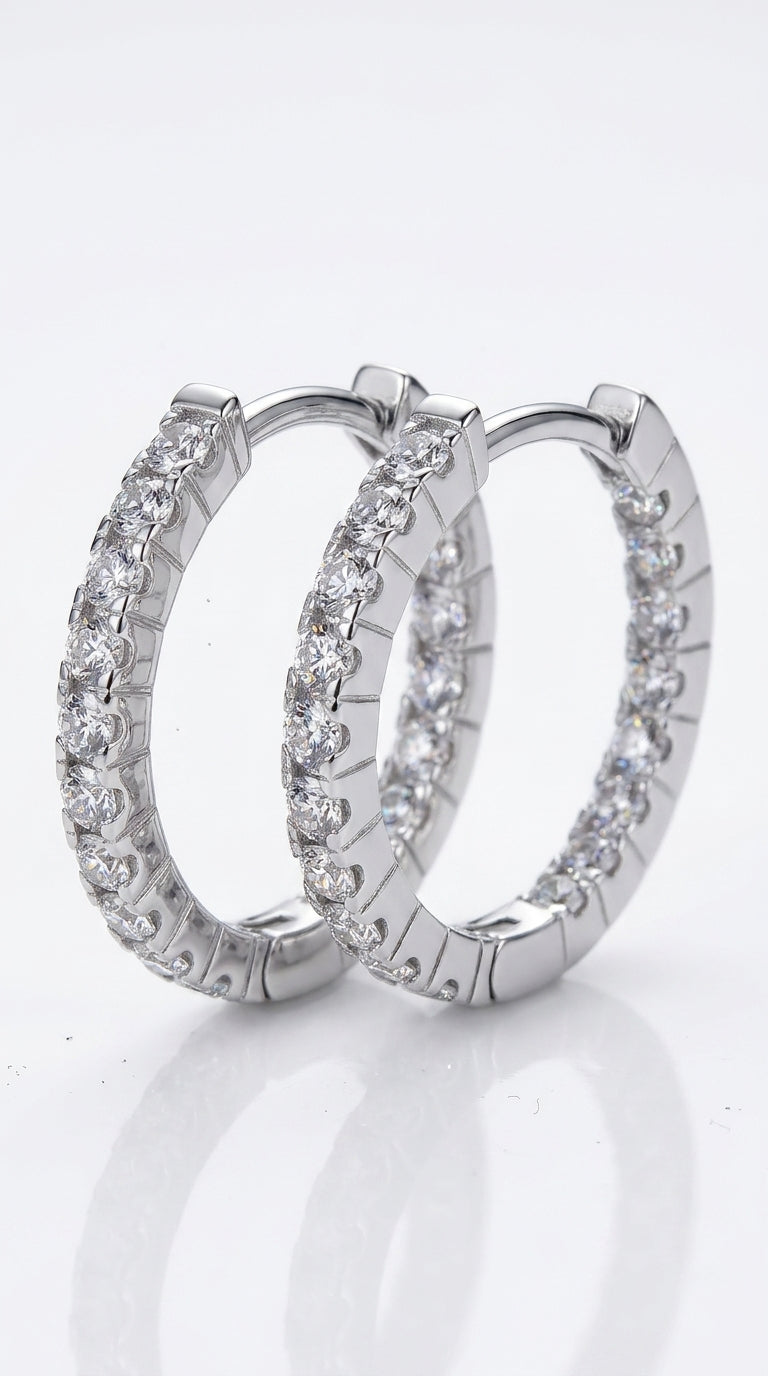 Moissanite 925 Sterling Silver Huggie Earrings