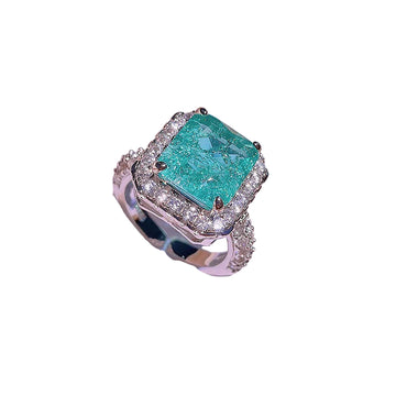 Simulation Paraiba Rings Ear Studs Necklace Suit
