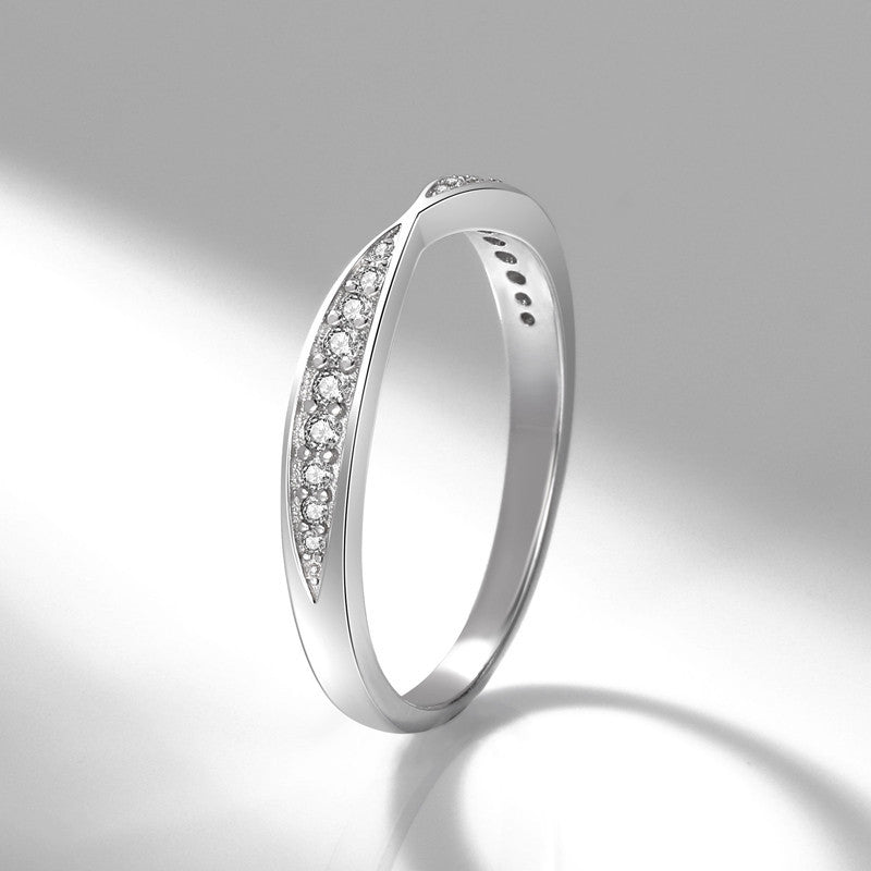 Bonded Cuff Women's Ring Plated With White Gold