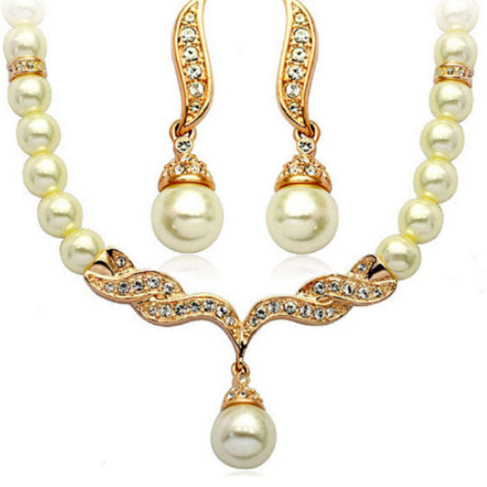 Elegant Angel Wings, Fashionable Pearl Necklace, Earrings LaDidier Jewelry