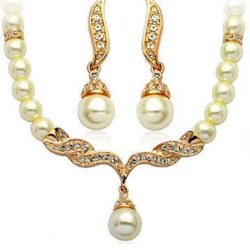Elegant Angel Wings, Fashionable Pearl Necklace, Earrings LaDidier Jewelry