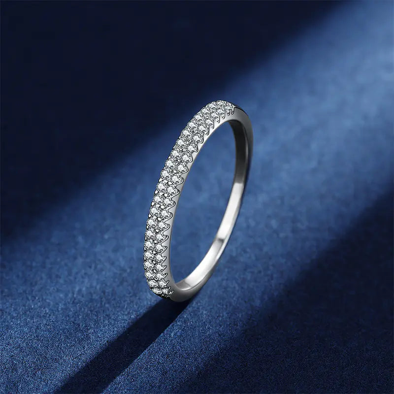 Simple S925 Mosangshi Wedding Rings (Pair)
