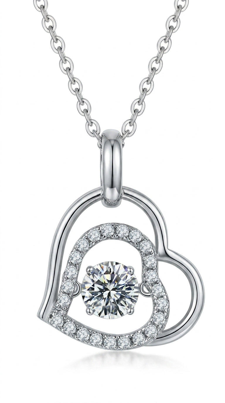 Luxury Moissanite Heart Pendant Necklace