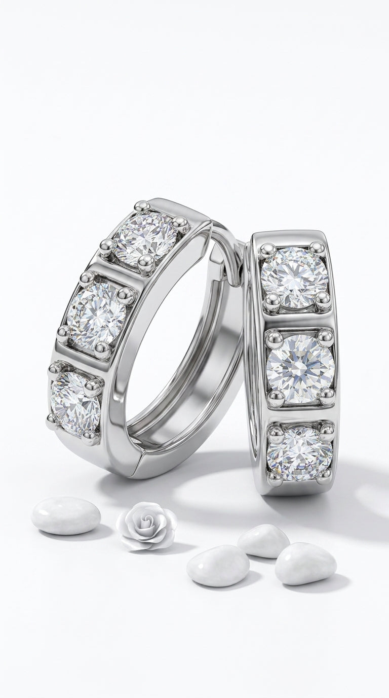 Luxury Inlaid Moissanite Huggie Earrings