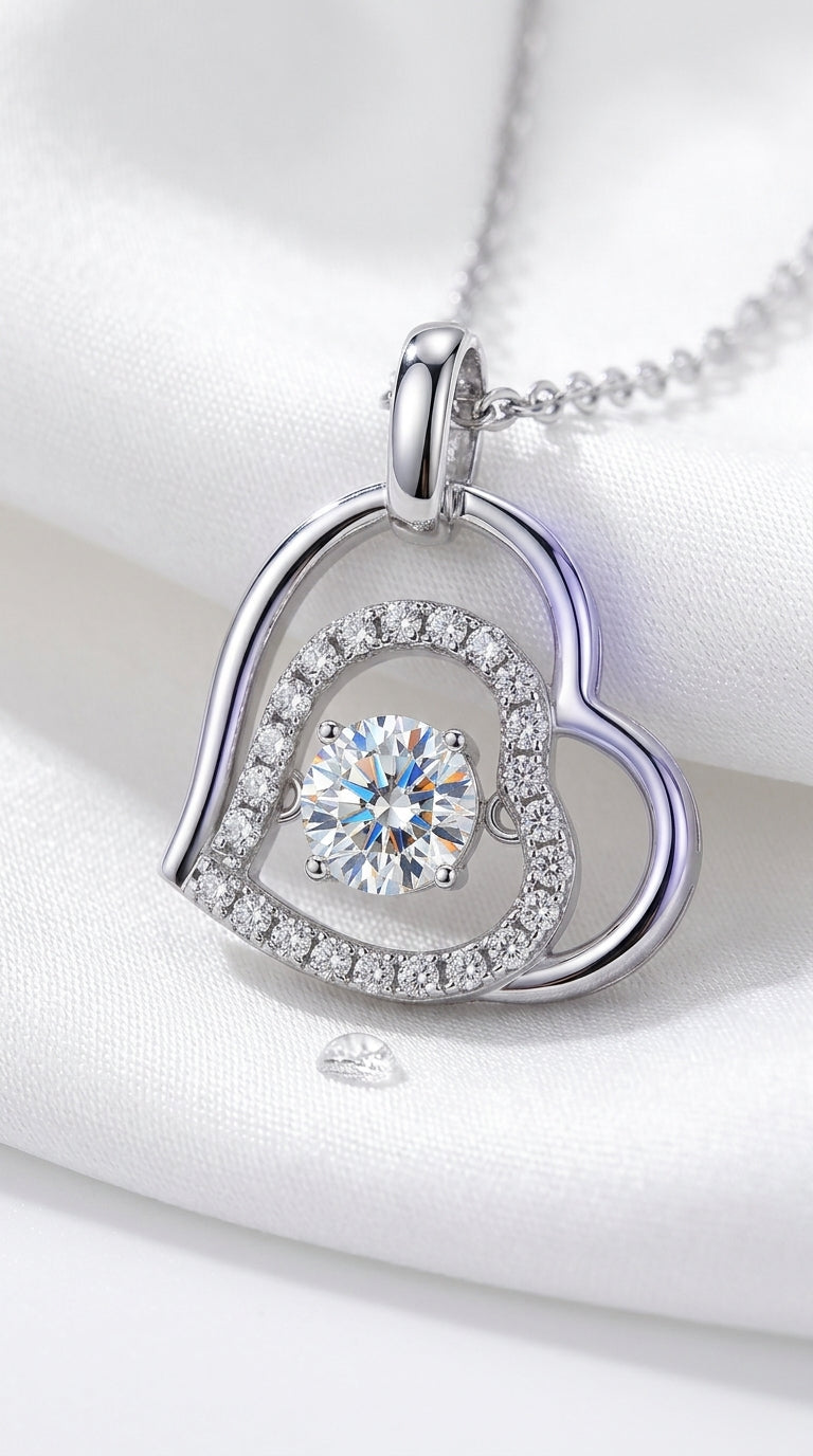 Luxury Moissanite Heart Pendant Necklace
