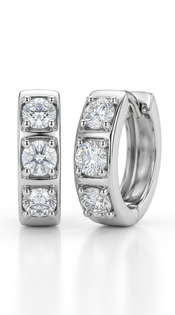 Luxury Inlaid Moissanite Huggie Earrings