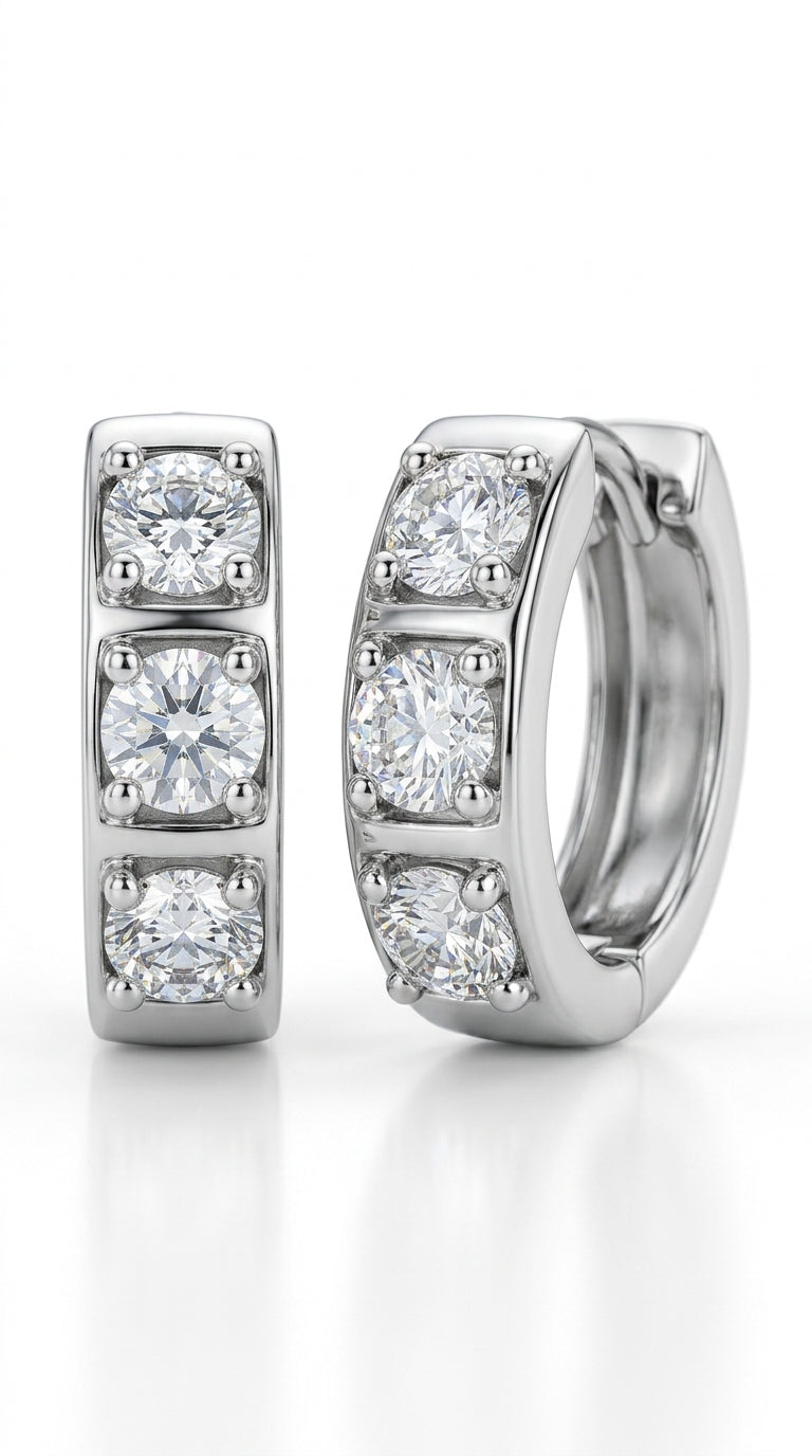 Luxury Inlaid Moissanite Huggie Earrings