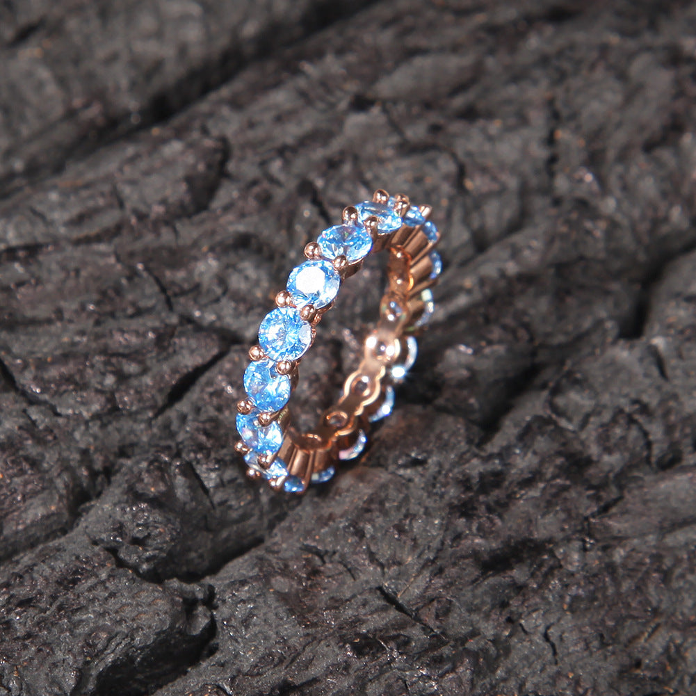 Creative Row Of Colored Zirconia Rings