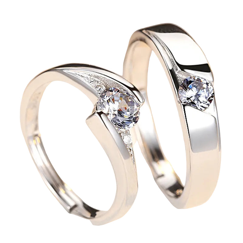 Simulation Diamond Ring Couple Rings A Pair of Live 925 Silver Men and Women Marriage Rings Lettering Rings Diamond Rings