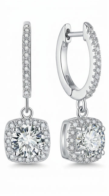 Adored Moissanite Huggie Drop Earrings
