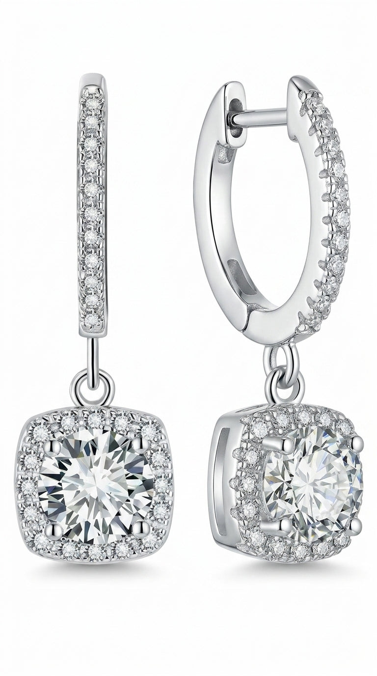 Adored Moissanite Huggie Drop Earrings