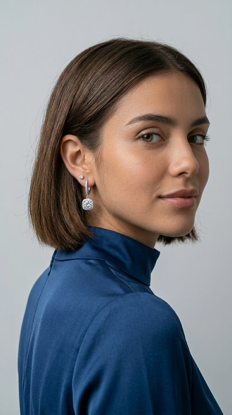Adored Moissanite Huggie Drop Earrings