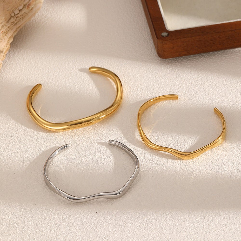 INS-style Irregular Titanium Steel Open Cuff Bracelet