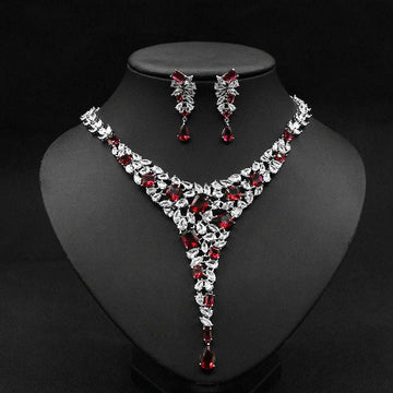 Colorful Zircon Necklace Set Wedding Dress Wedding Earring Accessories LaDidier Jewelry