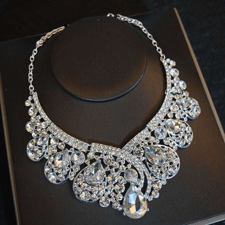 Bridal Headdress Flowers Wedding Hair Accessories Accessories Crown Necklace Earrings Three-piece Set Wedding Accessories LaDidier Jewelry