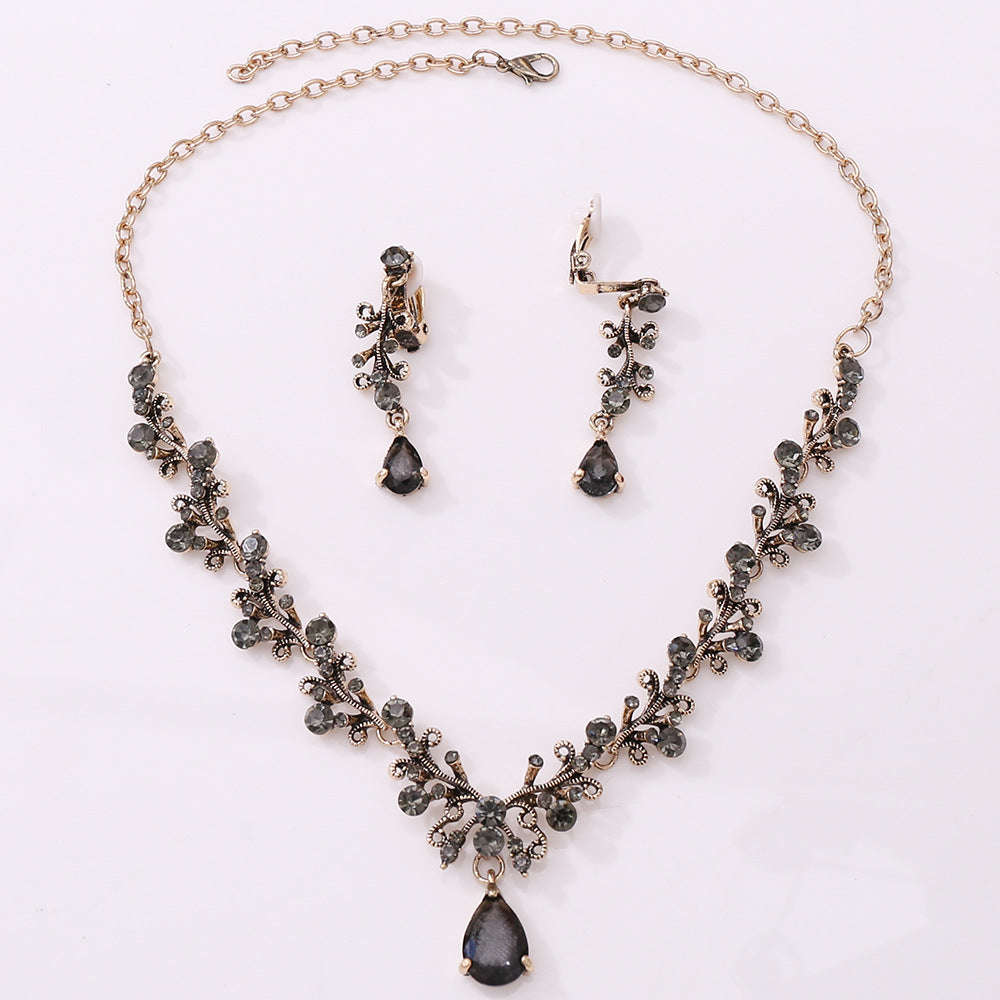 Bridal Rhinestone Zircon Earring Necklace LaDidier Jewelry