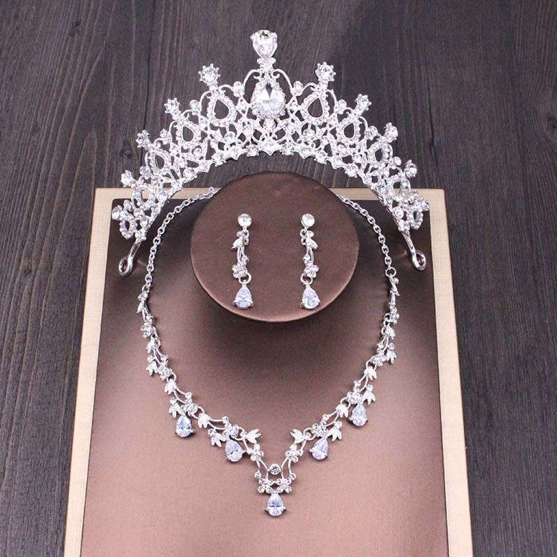 Bridal Rhinestone Crown Necklace Set Wedding Accessories LaDidier Jewelry