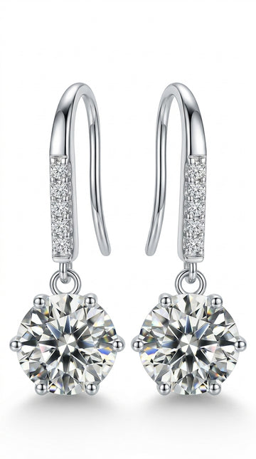 6-Prong Moissanite Drop Earrings