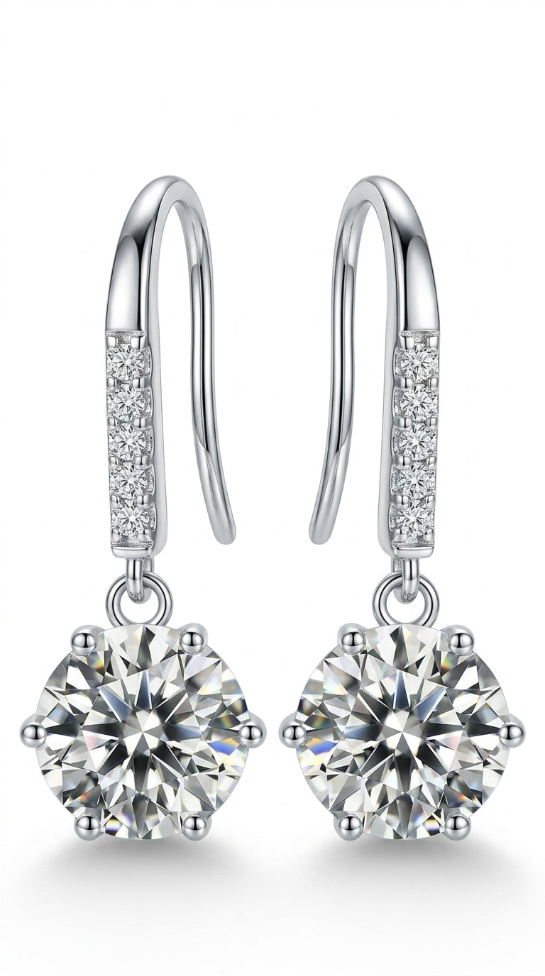 6-Prong Moissanite Drop Earrings