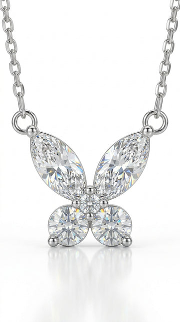925 Sterling Silver Moissanite Butterfly Necklace