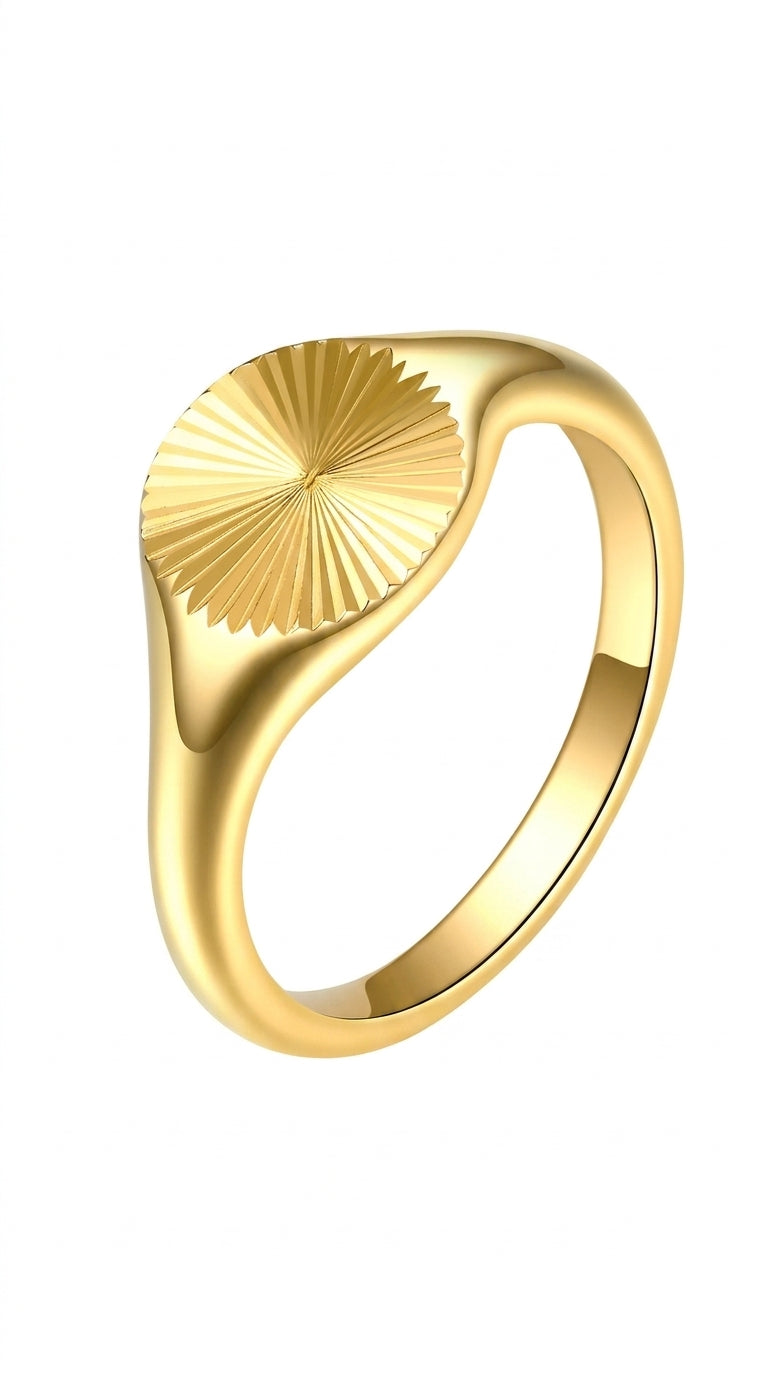 MYNENEY Gold plating high polished Stainless Steel stackable Wedding rings for women ins jewelry gift (Gold6)