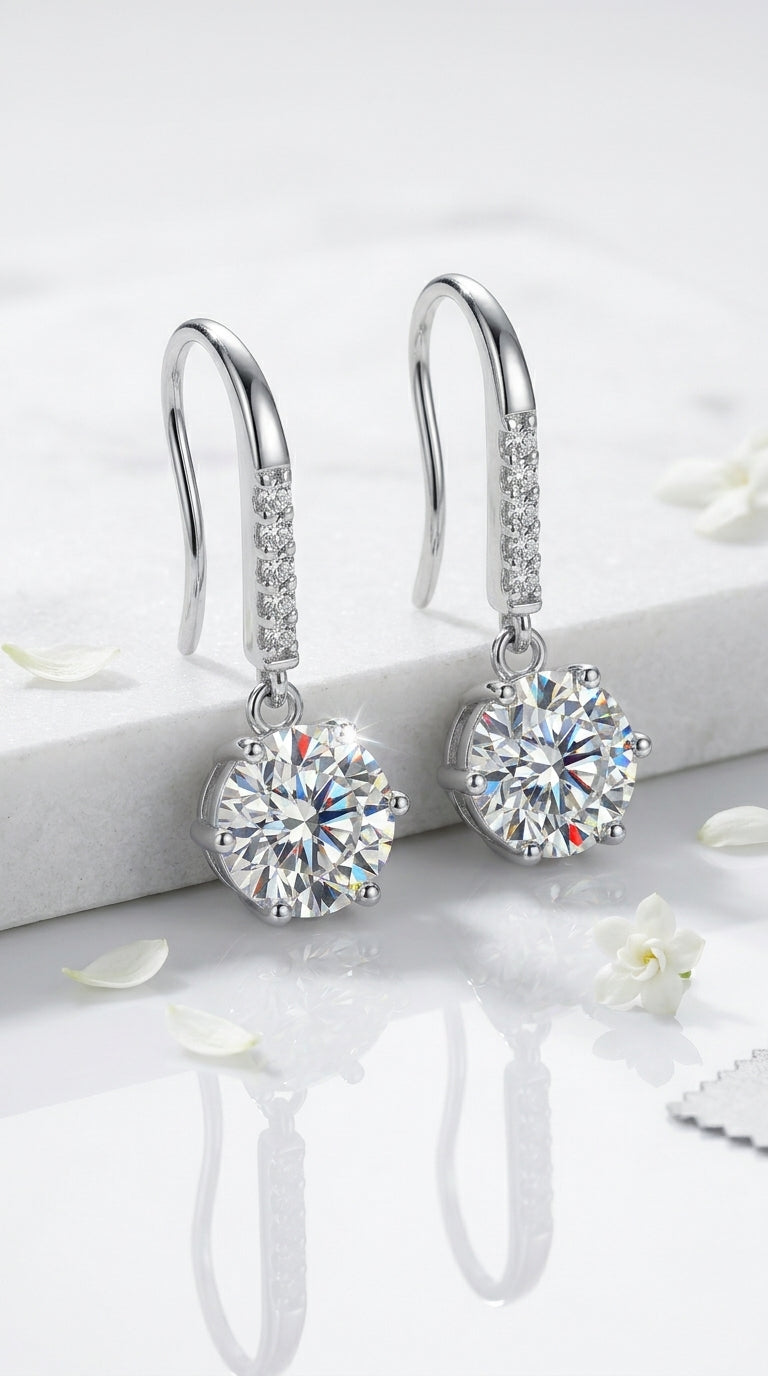 6-Prong Moissanite Drop Earrings