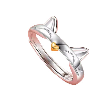 Cute Cat Couple Rings Set