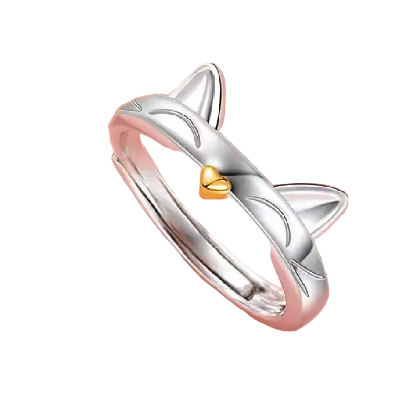 Cute Cat Couple Rings Set