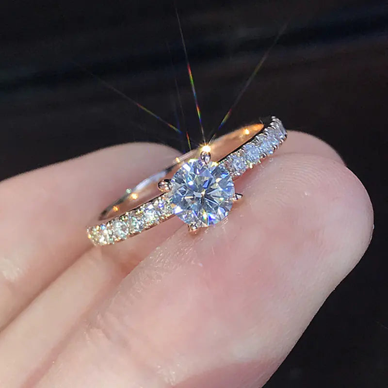 Minimalist Electroplated Diamond Simulated Wedding Rings
