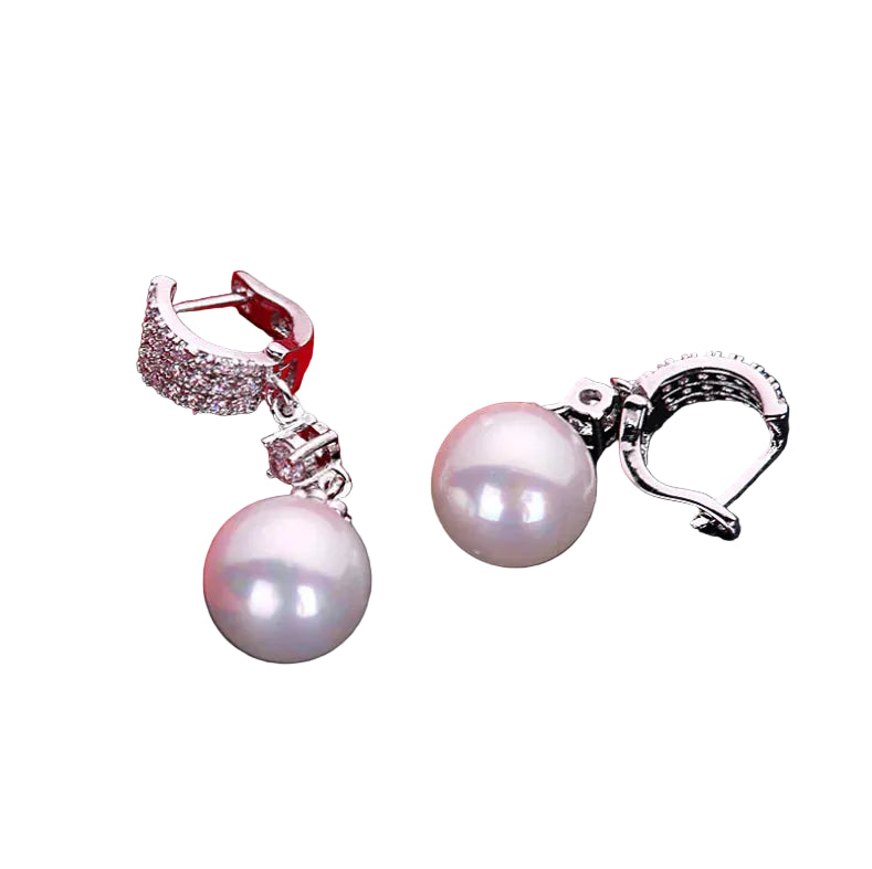 Silver Needle Earrings, Sweet Pearl Earrings