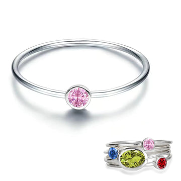 925 Sterling Silver Mother Birthstone Stackable Rings Set Mother Ring with Birthstone Mother Daughter Family Ring Mothers Day Jewelry Gifts for Wife (Birthstone Oct. 8)
