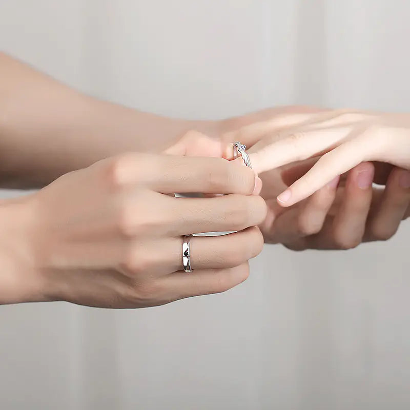 Fashion Crown Sterling Silver Couple Rings