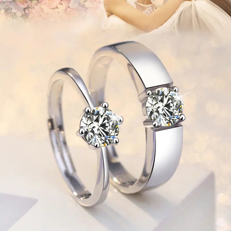 European American Couple's Fashion Personality Rings