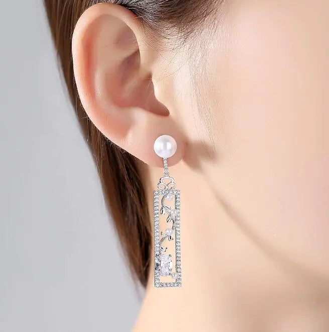 Pearl Earrings, Opal Earrings, Creative Long Earrings