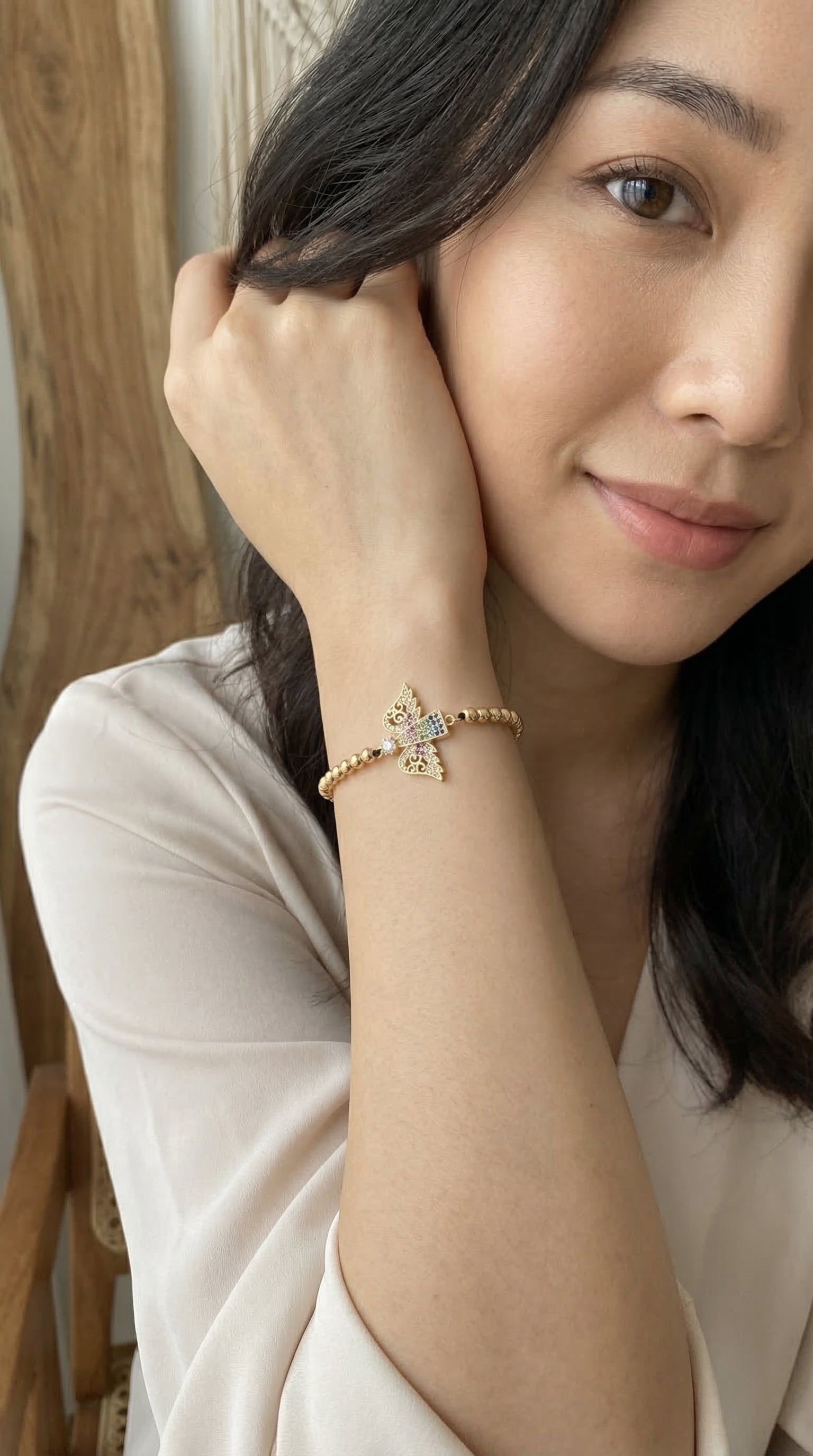 Zircon adjustable angel bracelet