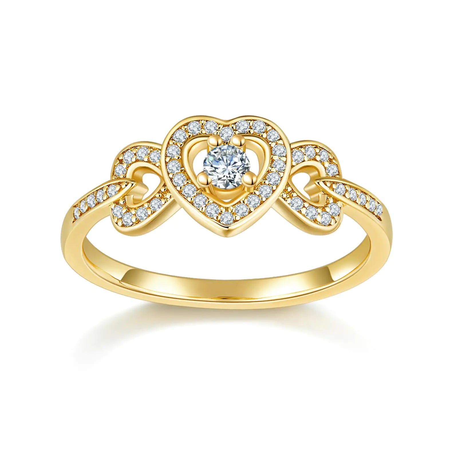MINDDHA 14K Gold Plated Infinity Rings for Women Heart Infinity Promise Ring Stackable CZ Simulated Diamond Eternity Bands Dainty Open Minimalist Knuckle Rings Non Tarnish Comfort Fit - Size 4-12
