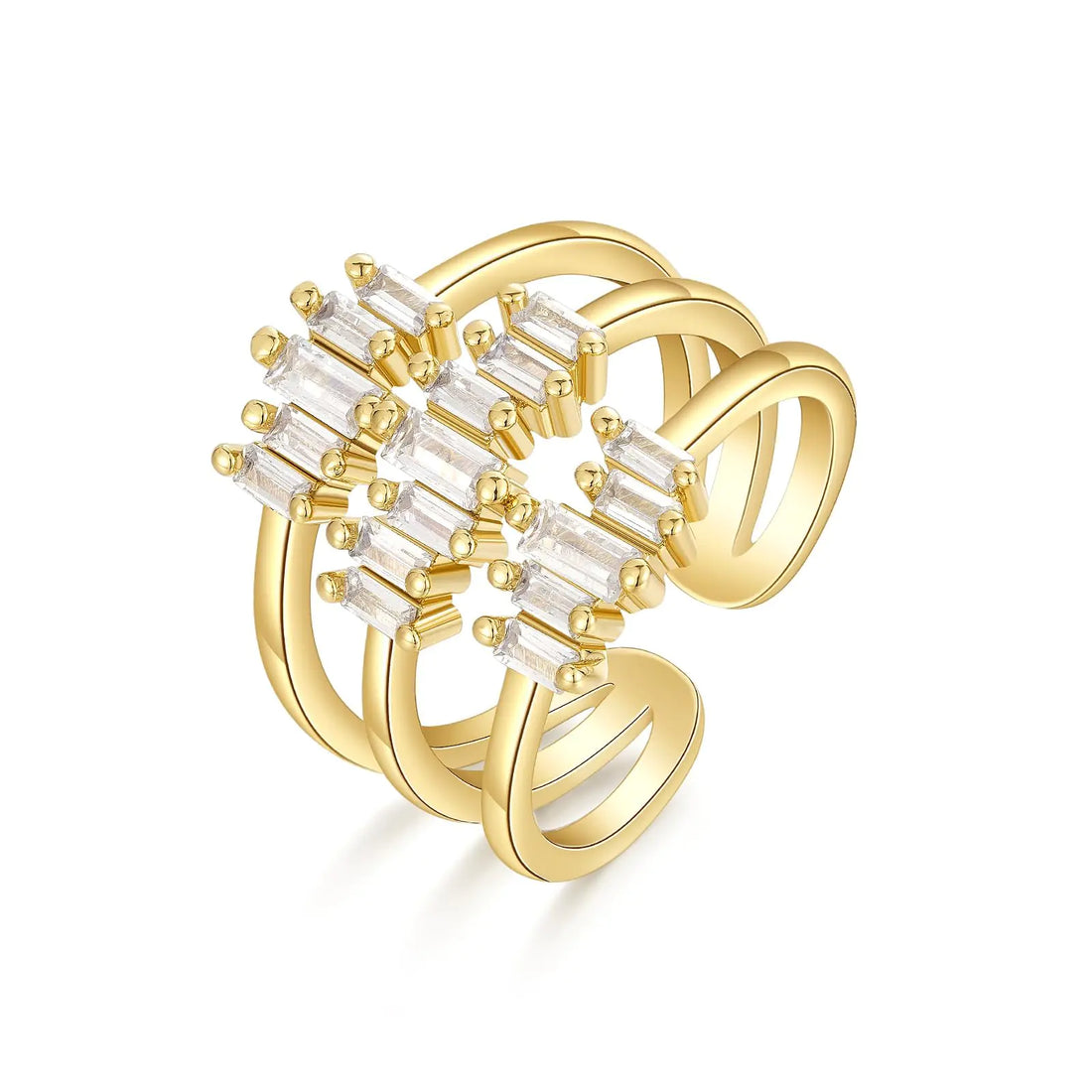 KissYan Gold Rings for Women 14K Gold Plated Adjustable Statement Irregular Geometric Diamond Chunky Finger Rings Twisted Open Stackable Band Rings Dainty Cubic Zirconia Jewelry Gifts(R27)