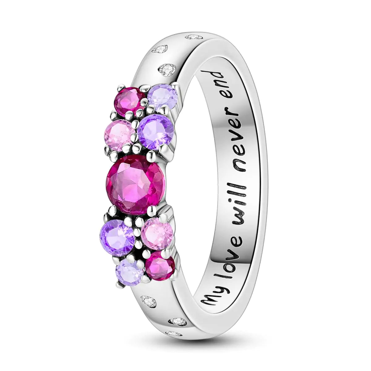 NARMO 925 Sterling Silver Band Rings for Women Boundless Love Ring Cubic Zirconia Ring Statement Ring Size 7